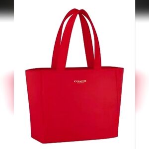 COACH Fragrance Large Tote Bag In Red/gold Lettering. NWT